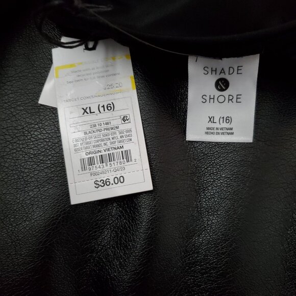 Shade & Shore Women's One Piece Swimsuit XL Black Ruffle Plunge NWT Medium Seat - Picture 16 of 16